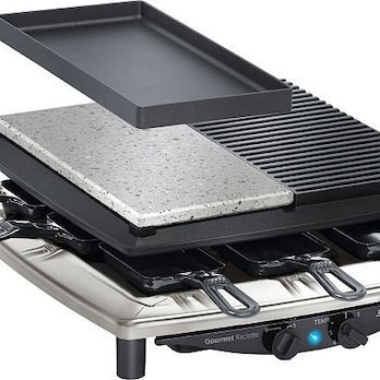 Steba RC 4 Plus Deluxe Επιτραπέζια Ηλεκτρική Ψησταριά Raclette Λείας και Αυλακωτής Πλάκας 1450W με Ρυθμιζόμενο Θερμοστάστη 39x37εκ.