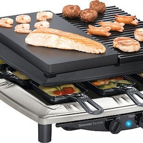 Steba RC 4 Plus Deluxe Επιτραπέζια Ηλεκτρική Ψησταριά Raclette Λείας και Αυλακωτής Πλάκας 1450W με Ρυθμιζόμενο Θερμοστάστη 39x37εκ.