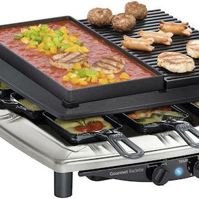 Steba RC 4 Plus Deluxe Επιτραπέζια Ηλεκτρική Ψησταριά Raclette Λείας και Αυλακωτής Πλάκας 1450W με Ρυθμιζόμενο Θερμοστάστη 39x37εκ.