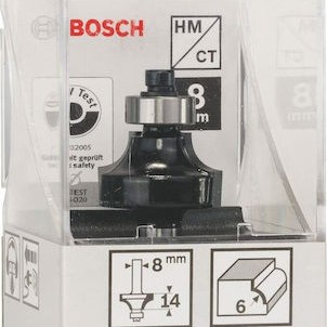 Bosch Φρέζα Στρογγυλέματος σε Ξύλο 6mm x 24.7mm x 8mm με Οδηγό και Ρουλεμάν