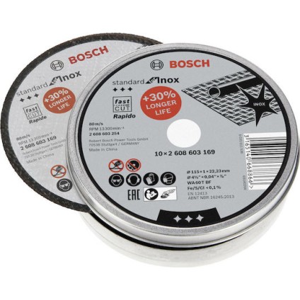 Bosch Δίσκος Κοπής Μετάλλου 115mm 10τμχ 2608603254