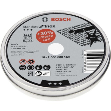 Bosch Δίσκος Κοπής Μετάλλου 115mm 10τμχ 2608603254
