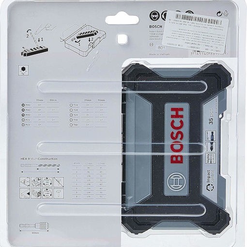 Bosch Σετ 35 Τρυπάνια με Εξάγωνο Στέλεχος για Δομικά Υλικά, Μέταλλο και Ξύλο