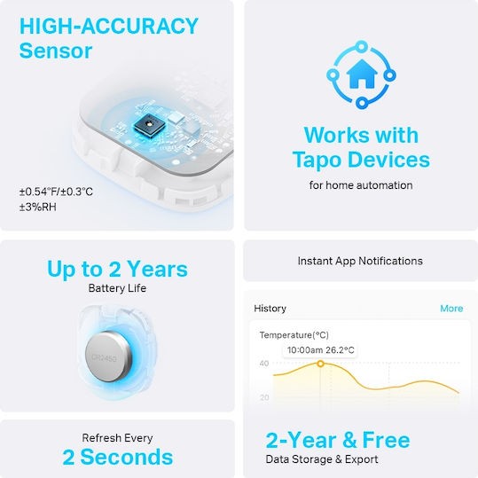 TP-LINK Tapo T310 v1 Αισθητήρας Θερμοκρασίας σε Λευκό Χρώμα TAPO T310
