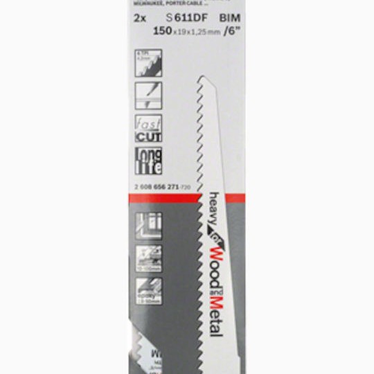 Bosch S611DF Λάμες Heavy for Wood and Metal για Μέταλλο και Ξύλο 5τμχ