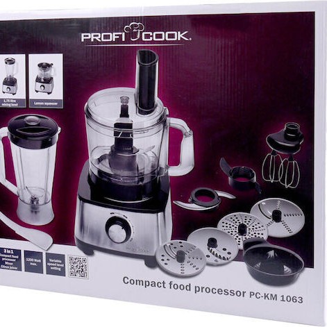 Profi Cook PC-KM1063 Πολυμίξερ 1200W με Κάδο 1.75lt και Κανάτα Μπλέντερ Ασημί