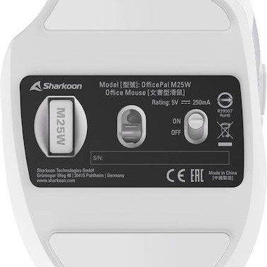 Sharkoon OfficePal M25W Ασύρματο Ποντίκι Λευκό