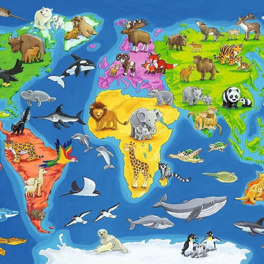 Παιδικό Puzzle Animal World Map για 4+ Ετών 30pcs Ravensburger