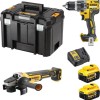 Dewalt Σετ Γωνιακός Τροχός & Κρουστικό Δραπανοκατσάβιδο Brushless 18V με 2 Μπαταρίες 5Ah και Θήκη