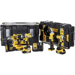 Dewalt Σετ Γωνιακός Τροχός, Δραπανοκατσάβιδο, Μπουλονόκλειδο & Παλμικό Κατσαβίδι 18V με 3 Μπαταρίες 5Ah και Θήκη