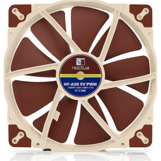 Noctua NF-A20 5V Case Fan 200mm με Σύνδεση 4-Pin PWM Καφέ