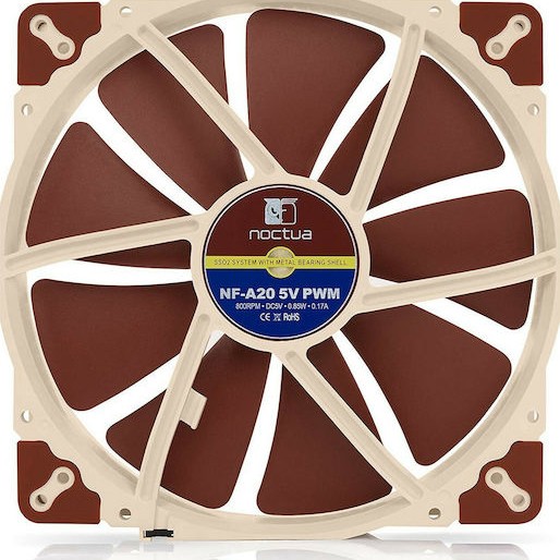 Noctua NF-A20 5V Case Fan 200mm με Σύνδεση 4-Pin PWM Καφέ