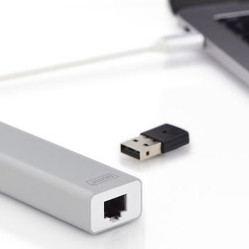 Digitus USB 3.0 Hub 3 Θυρών με σύνδεση USB-C / Ethernet Ασημί