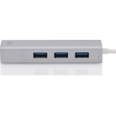 Digitus USB 3.0 Hub 3 Θυρών με σύνδεση USB-C / Ethernet Ασημί