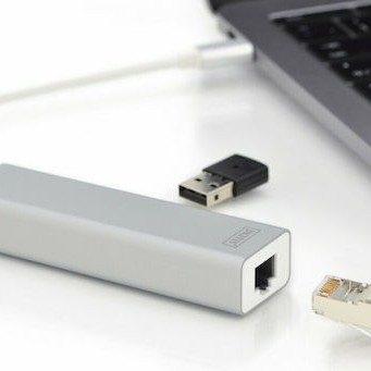 Digitus USB 3.0 Hub 3 Θυρών με σύνδεση USB-C / Ethernet Ασημί