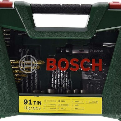 Bosch Σετ 91 Τρυπάνια Τιτανίου με Κυλινδρικό Στέλεχος