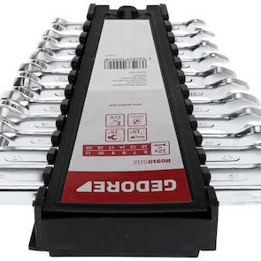 Gedore Red Ring Combination Wrench Set 12-piece Sizes 6-22 Chrome Vanadium Steel Silver