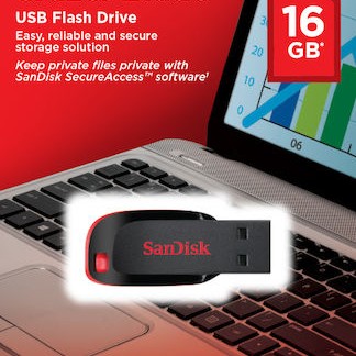 Sandisk Cruzer Blade 16GB USB 2.0 Stick Μαύρο