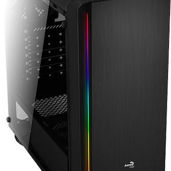 Aerocool Rift Gaming Midi Tower Κουτί Υπολογιστή με Πλαϊνό Παράθυρο και RGB Φωτισμό Μαύρο