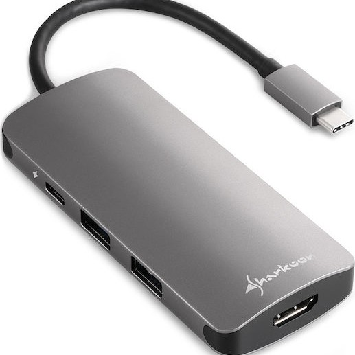 Sharkoon USB-C Docking Station με HDMI 4K PD Γκρι (4044951026715)