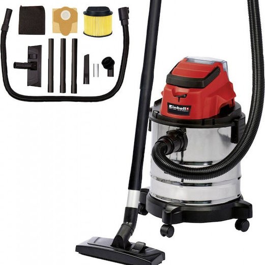 Einhell Επαναφορτιζόμενη Σκούπα Υγρών / Στερεών Χωρίς Φορτιστή και Μπαταρία με Ανοξείδωτο Κάδο 20lt