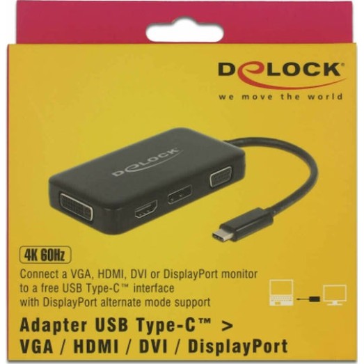 DeLock USB-C Docking Station με HDMI/DisplayPort 4K Μαύρο (63929)