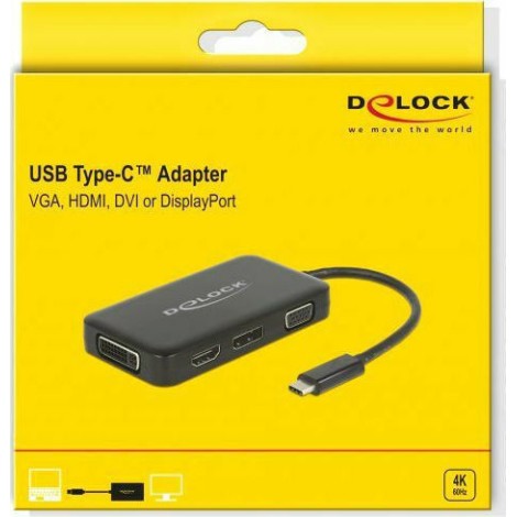 DeLock USB-C Docking Station με HDMI/DisplayPort 4K Μαύρο (63929)