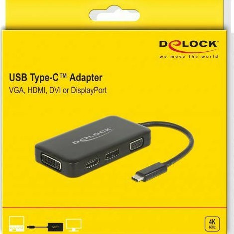 DeLock USB-C Docking Station με HDMI/DisplayPort 4K Μαύρο (63929)