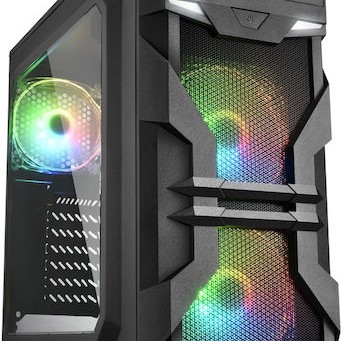 Sharkoon VG7-W RGB Gaming Midi Tower Κουτί Υπολογιστή με Πλαϊνό Παράθυρο Μαύρο