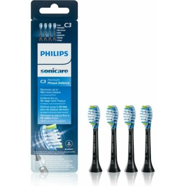 Philips Sonicare C3 Premium Plaque Defence Ανταλλακτικές Κεφαλές για Ηλεκτρική Οδοντόβουρτσα Standard Black HX9044/33 4τμχ