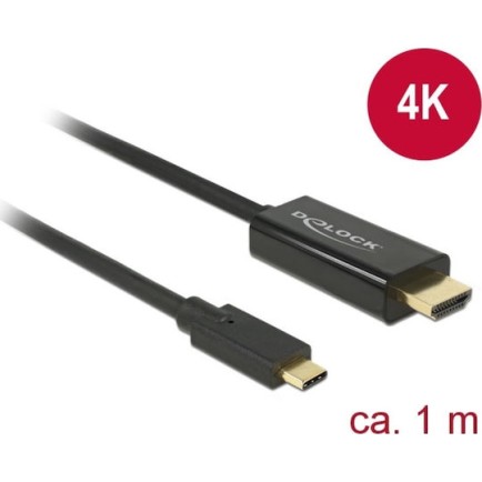 DeLock Cable HDMI male - USB-C male 1m Μαύρο