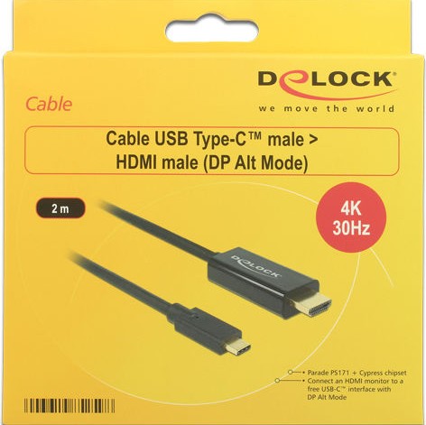 DeLock Cable HDMI male - USB-C male 2m Μαύρο