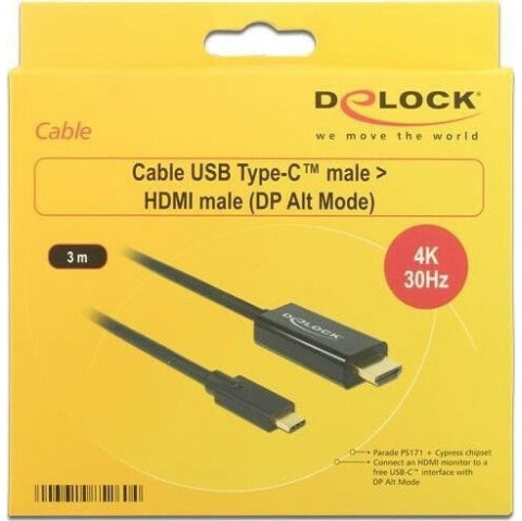 DeLock Cable HDMI male - USB-C male 3m Μαύρο
