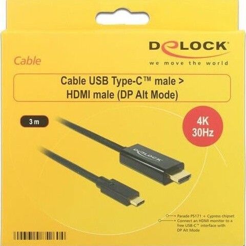 DeLock Cable HDMI male - USB-C male 3m Μαύρο