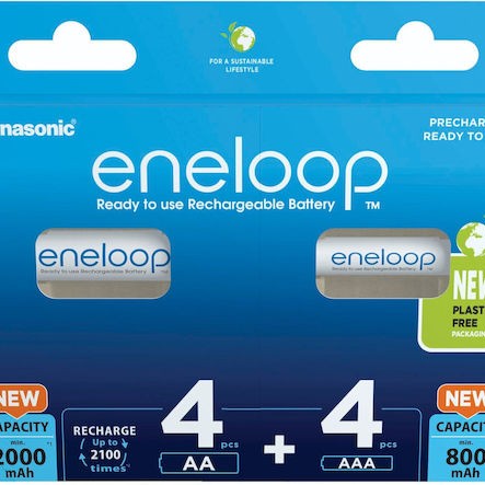 Panasonic Eneloop Combipack AA + AAA Επαναφορτιζόμενες Μπαταρίες Ni-MH 1.2V 8τμχ