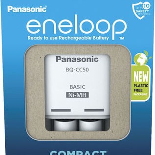 Panasonic Eneloop Compact BQ-CC50 Φορτιστής 2 Μπαταριών Ni-MH Μεγέθους AA Σετ με 2x AA 2000mAh σε Λευκό χρώμα