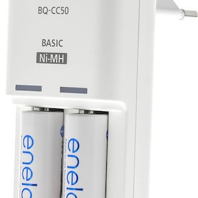 Panasonic Eneloop Compact BQ-CC50 Φορτιστής 2 Μπαταριών Ni-MH Μεγέθους AA Σετ με 2x AA 2000mAh σε Λευκό χρώμα