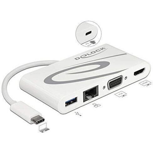 DeLock USB-C Docking Station με HDMI 4K PD Ethernet Λευκό (87731)