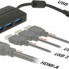 DeLock USB-C Docking Station με HDMI 4K Μαύρο (63931)