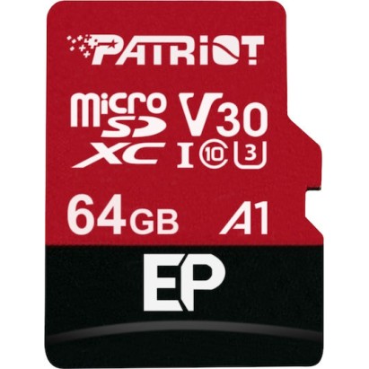 Patriot EP Series microSDXC 64GB Class 10 U3 V30 A1 UHS-I με αντάπτορα
