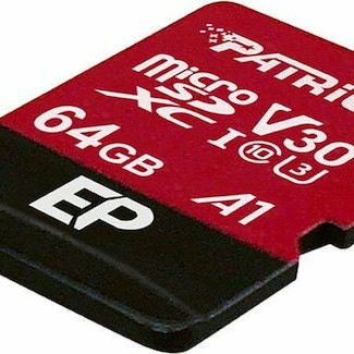 Patriot EP Series microSDXC 64GB Class 10 U3 V30 A1 UHS-I με αντάπτορα