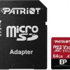 Patriot EP Series microSDXC 64GB Class 10 U3 V30 A1 UHS-I με αντάπτορα