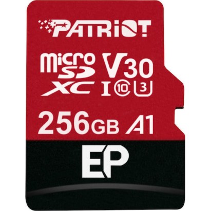 Patriot EP microSDXC 256GB Class 10 U3 V30 A1 UHS-I με αντάπτορα