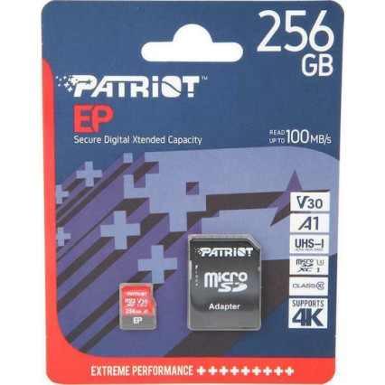 Patriot EP microSDXC 256GB Class 10 U3 V30 A1 UHS-I με αντάπτορα