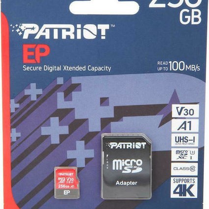 Patriot EP microSDXC 256GB Class 10 U3 V30 A1 UHS-I με αντάπτορα