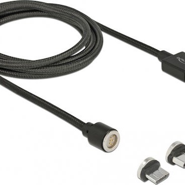 DeLock Braided / Magnetic USB to Type-C / micro USB Cable 2.4A Μαύρο 1.1m (85723)