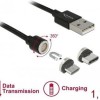 DeLock Braided / Magnetic USB to Type-C / micro USB Cable 2.4A Μαύρο 1.1m (85723)