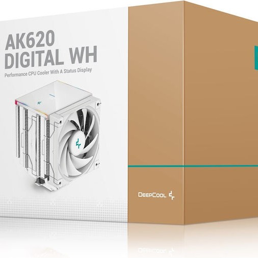 Deepcool AK620 Digital Ψύκτρα Επεξεργαστή Διπλού Ανεμιστήρα για Socket AM4/AM5/1200/115x/1700 με ARGB Φωτισμό Λευκή