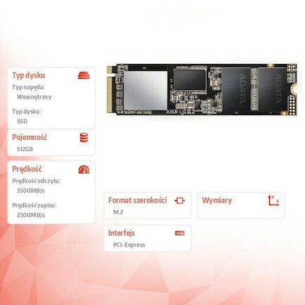 Adata XPG SX8200 Pro SSD 512GB M.2 NVMe PCI Express 3.0 ASX8200PNP-512GT-C