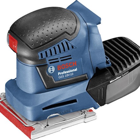 Bosch GSS 18V-10 Professional Παλμικό Τριβείο 18V Solo με Ρύθμιση Ταχύτητας και με Σύστημα Αναρρόφησης